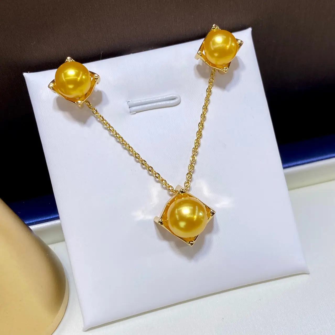 Gold Pearl Multi Bead Earrings & Necklace Set - Image 4