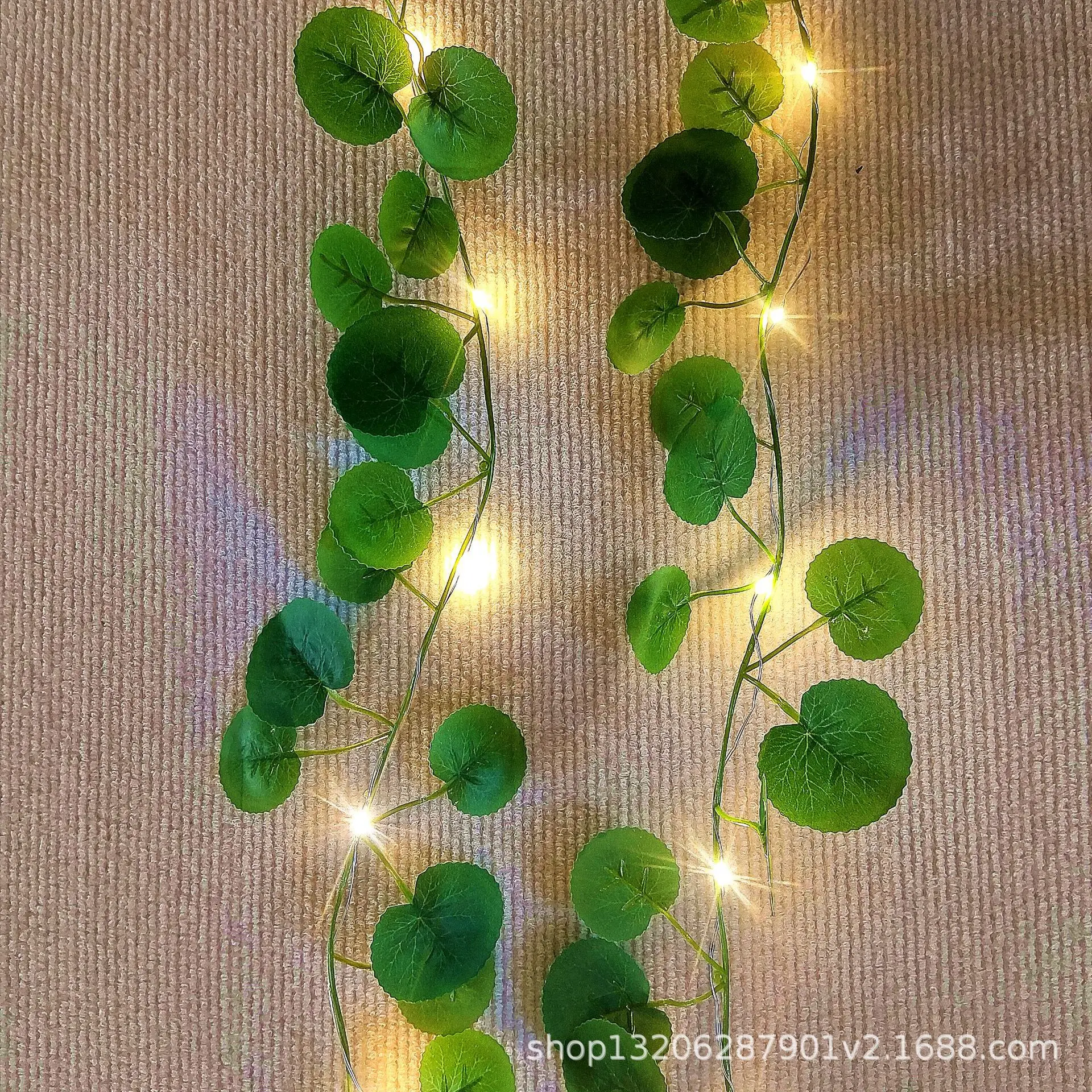 Solar Green Leaf Rattan Light String Outdoor Decor - Image 3