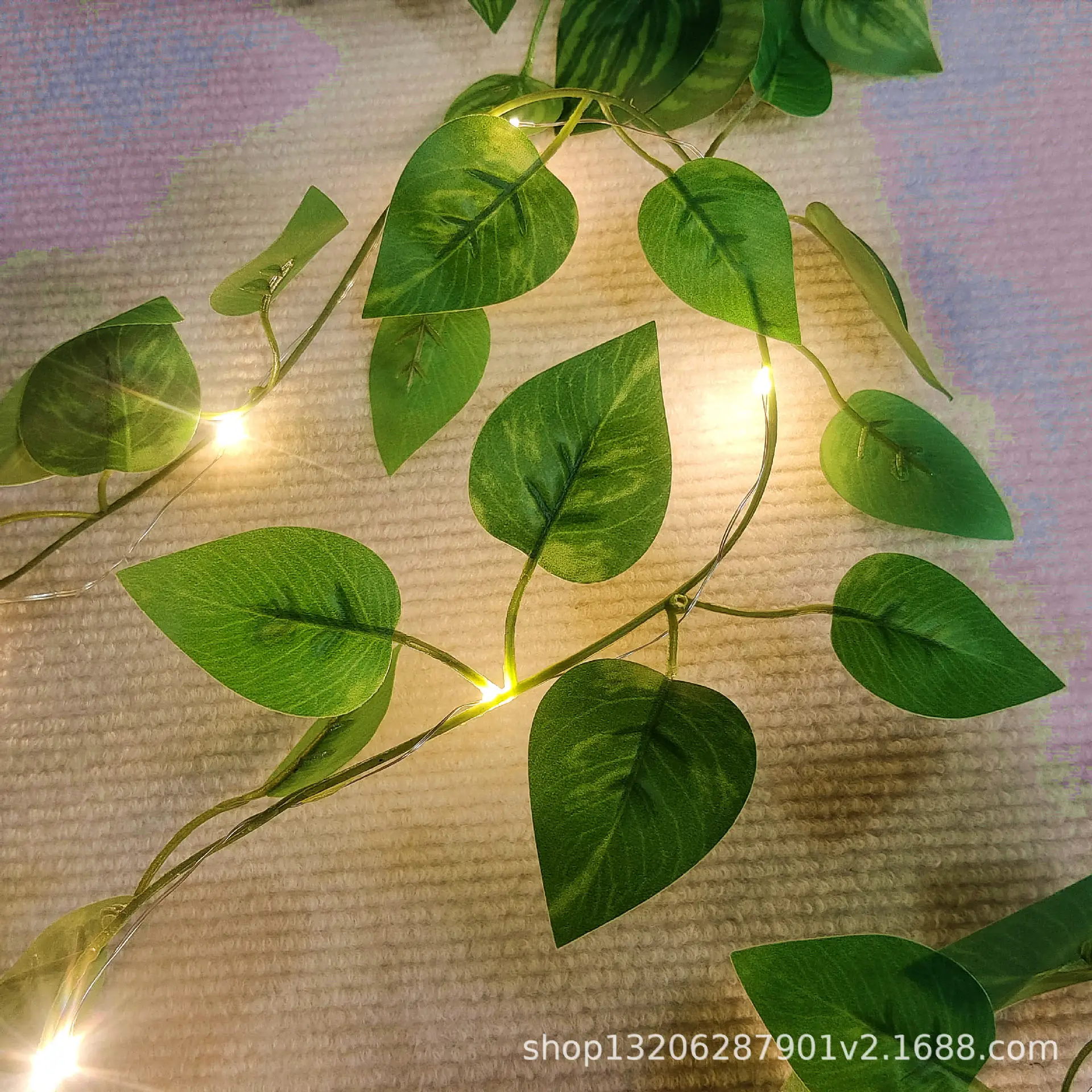 Solar Green Leaf Rattan Light String Outdoor Decor - Image 6