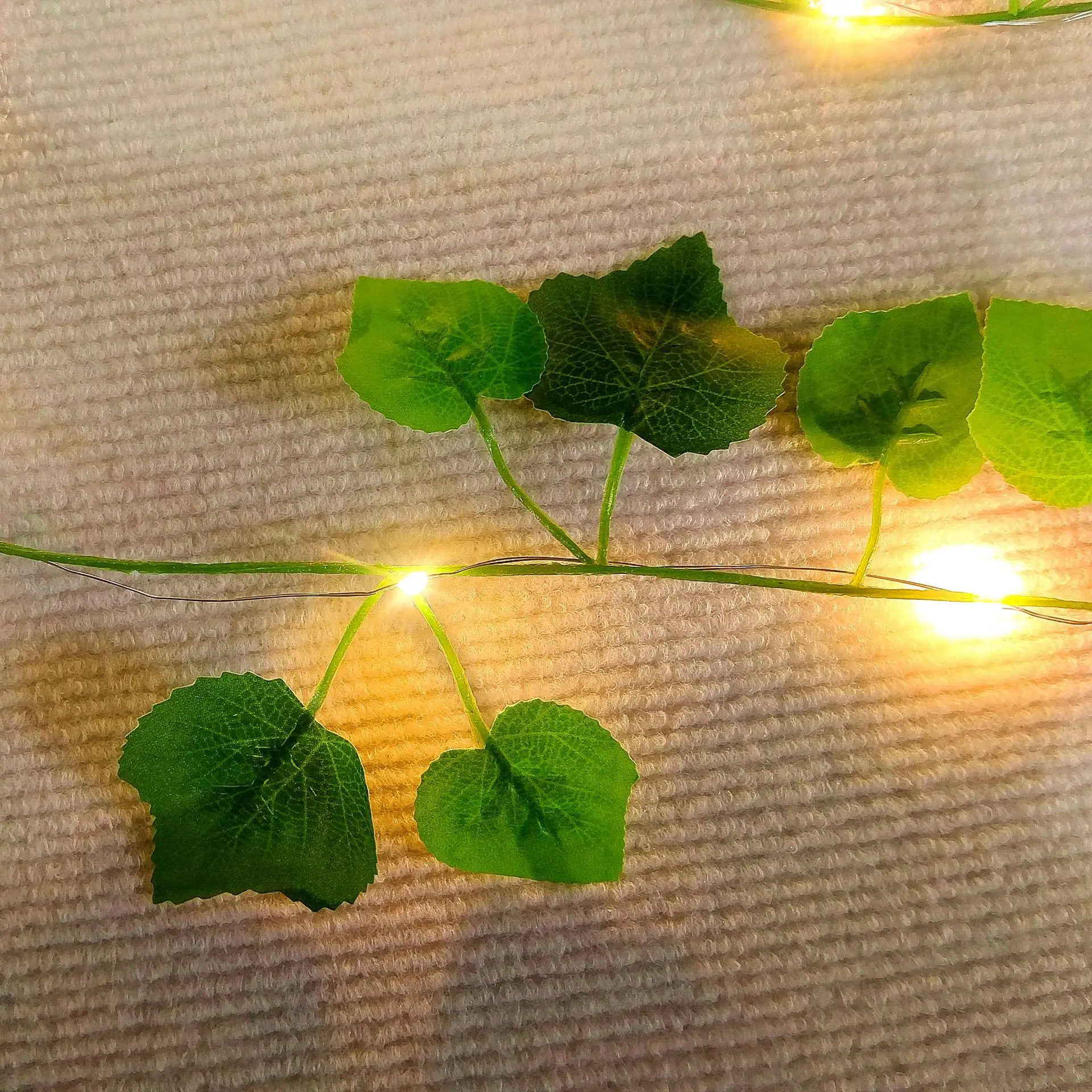 Solar Green Leaf Rattan Light String Outdoor Decor - Image 7