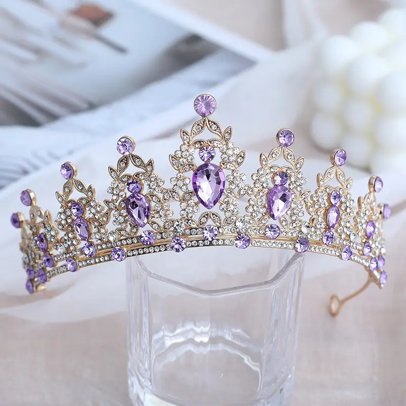 Purple Crystal Bridal Crown for Girls 18+ - Image 4