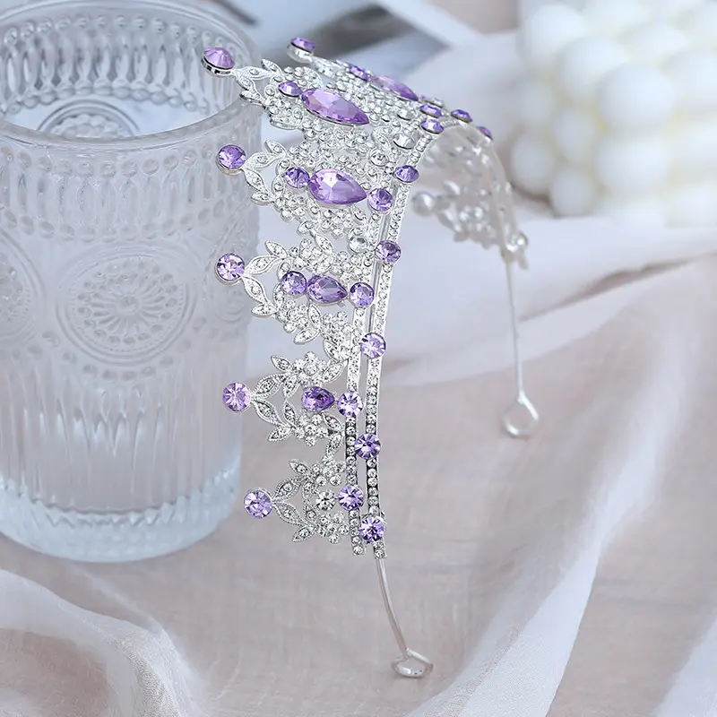 Purple Crystal Bridal Crown for Girls 18+ — feature 5