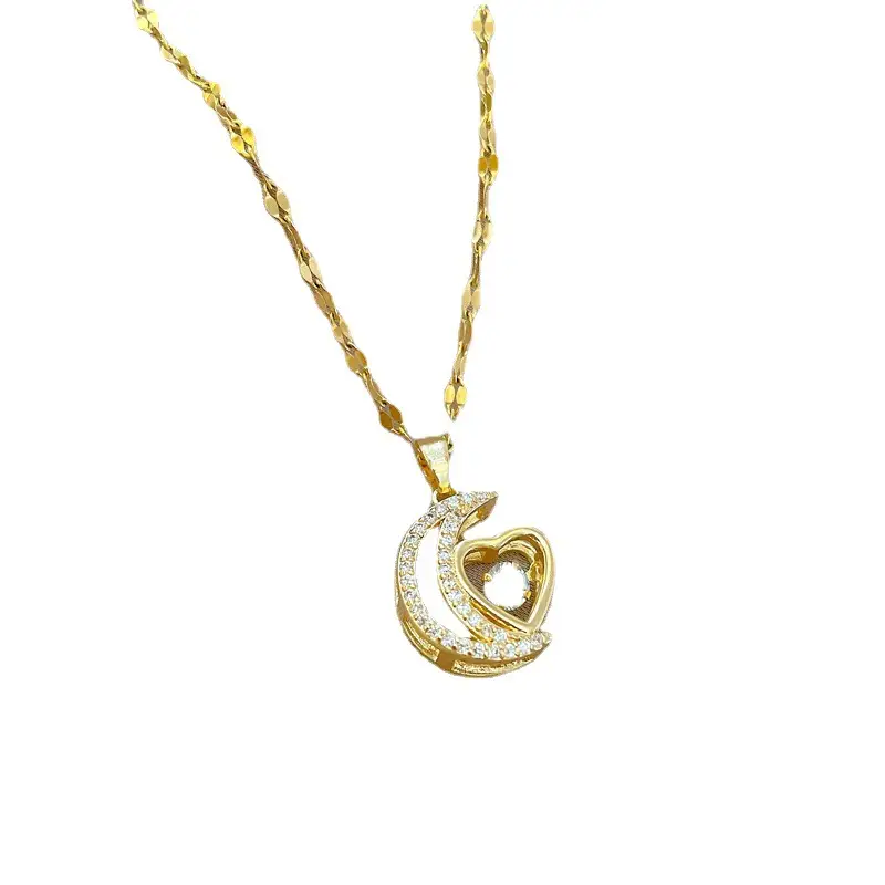 Titanium Steel Moon Heart Necklace for Women - Image 6