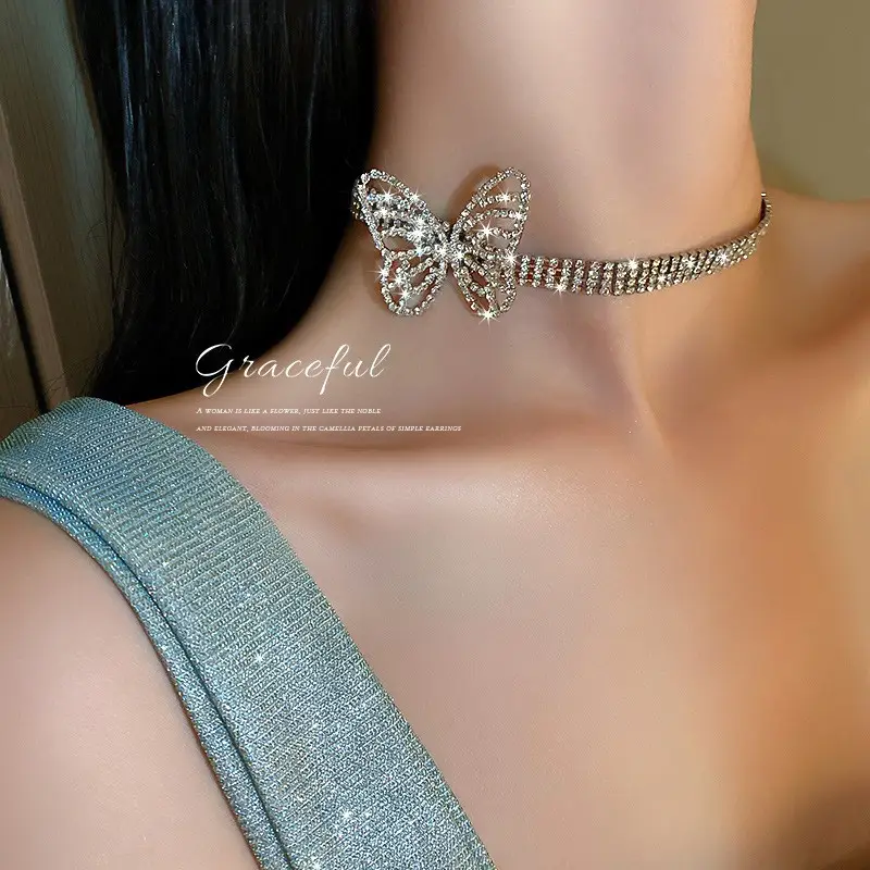 Silver Diamond Bow Earrings High End Fashion Luxury - Image 3