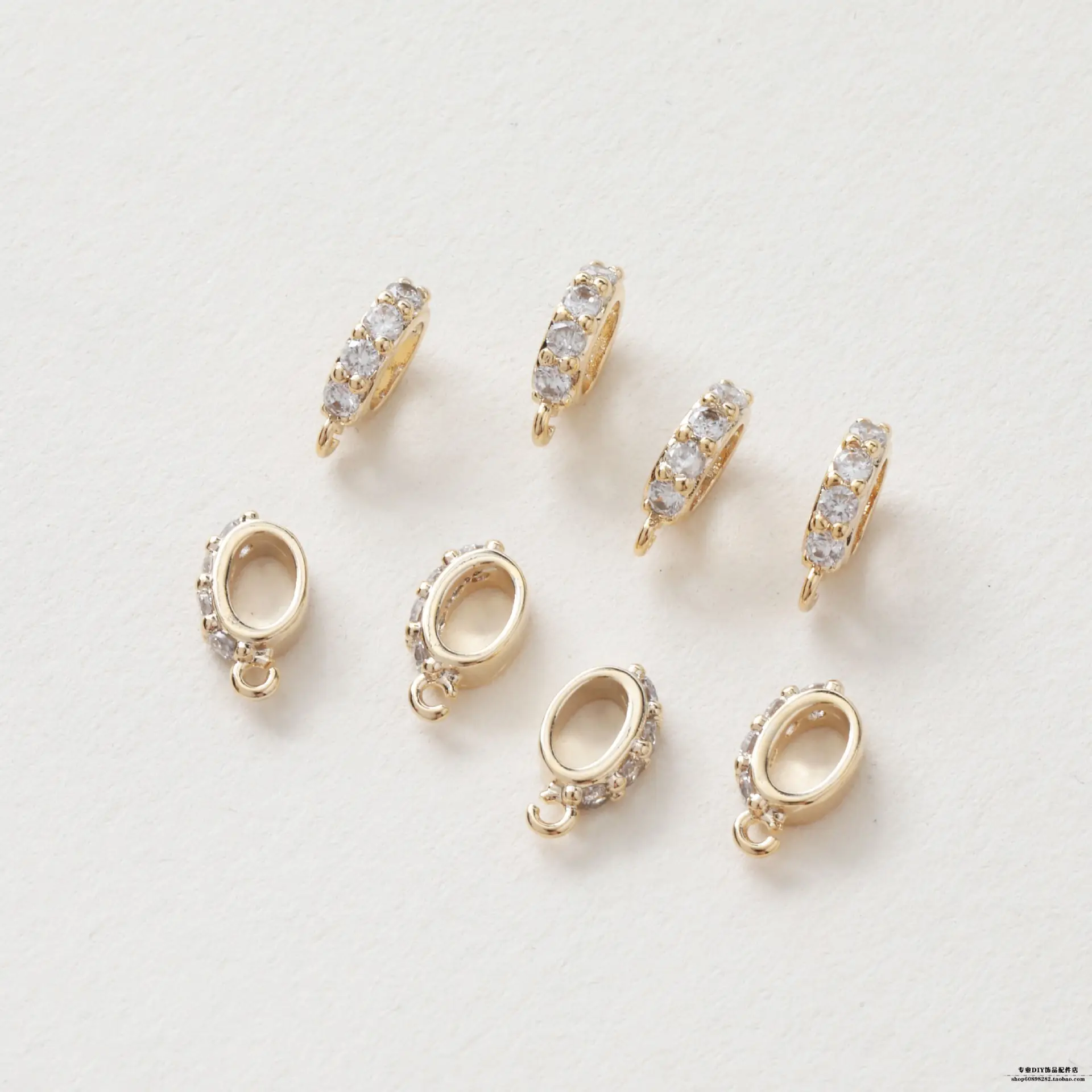 14K Gold Zircon Open Ring Necklace Bracelet Set — feature 3
