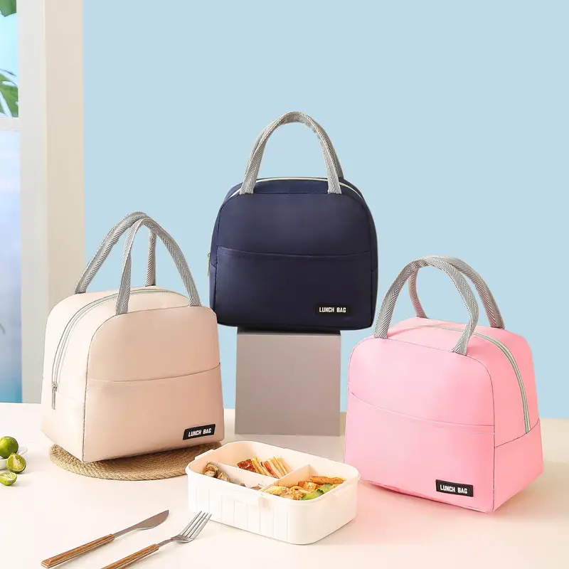 Blue Twill Lunch Bag Portable Insulation Bag Student Lunch Box - Image 14