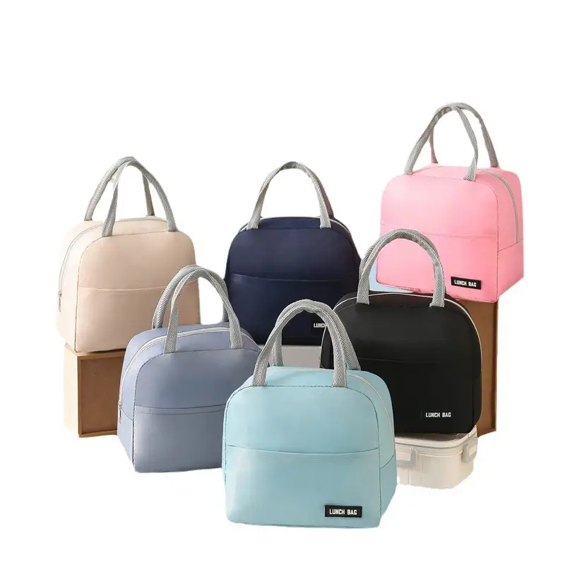 Blue Twill Lunch Bag Portable Insulation Bag Student Lunch Box - Image 15