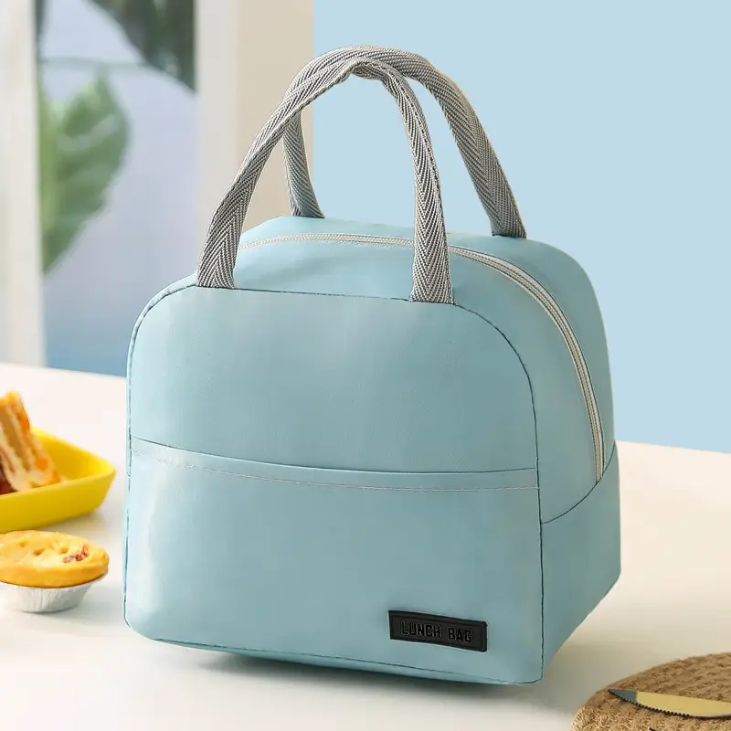 Blue Twill Lunch Bag Portable Insulation Bag Student Lunch Box - Image 10