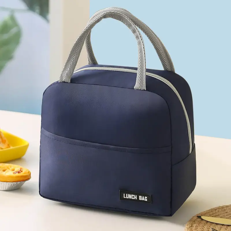 Blue Twill Lunch Bag Portable Insulation Bag Student Lunch Box - Image 4