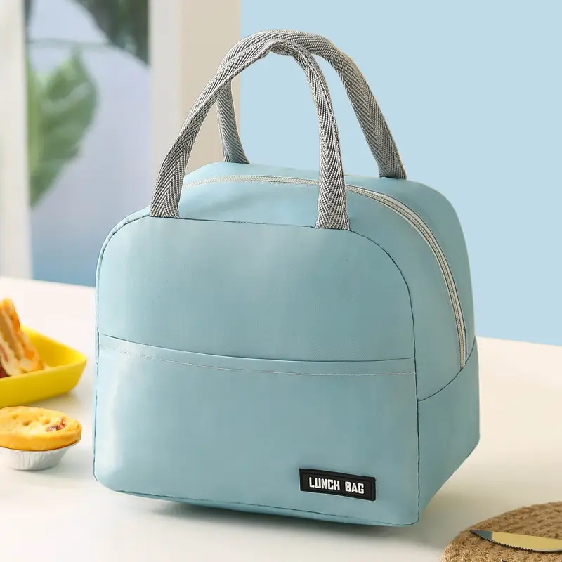 Blue Twill Lunch Bag Portable Insulation Bag Student Lunch Box - Image 5