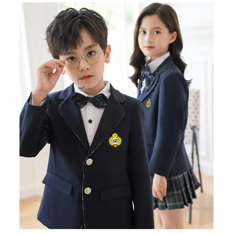 Girls School Uniform Suit Fleece Lined Black Plaid Skirt — feature 16