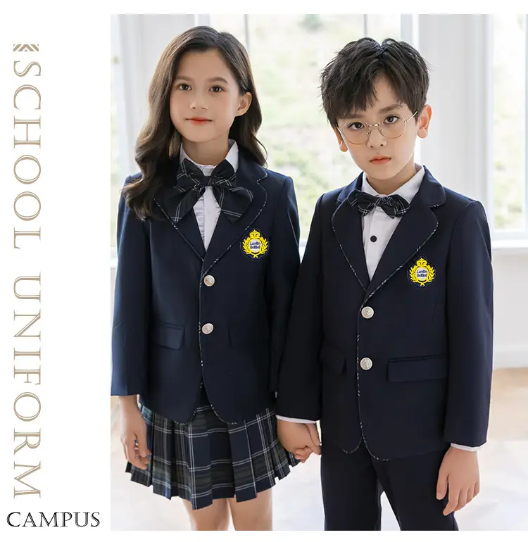 Girls School Uniform Suit Fleece Lined Black Plaid Skirt — feature 19