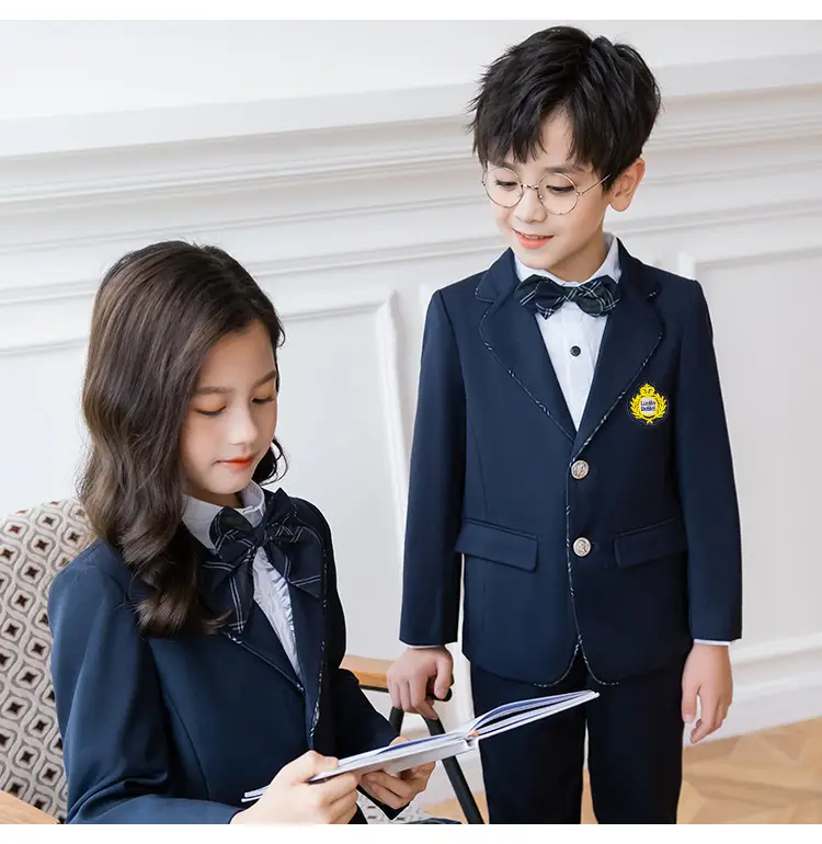 Girls School Uniform Suit Fleece Lined Black Plaid Skirt — feature 20