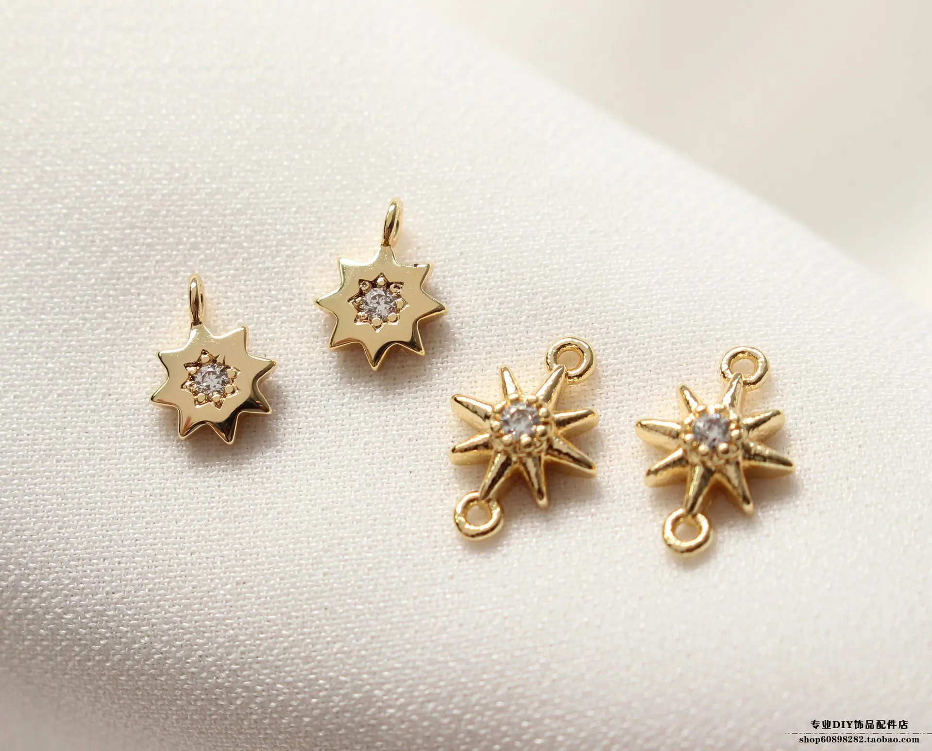 Copper Plated Octagonal Zirconium Earrings Set — feature 1