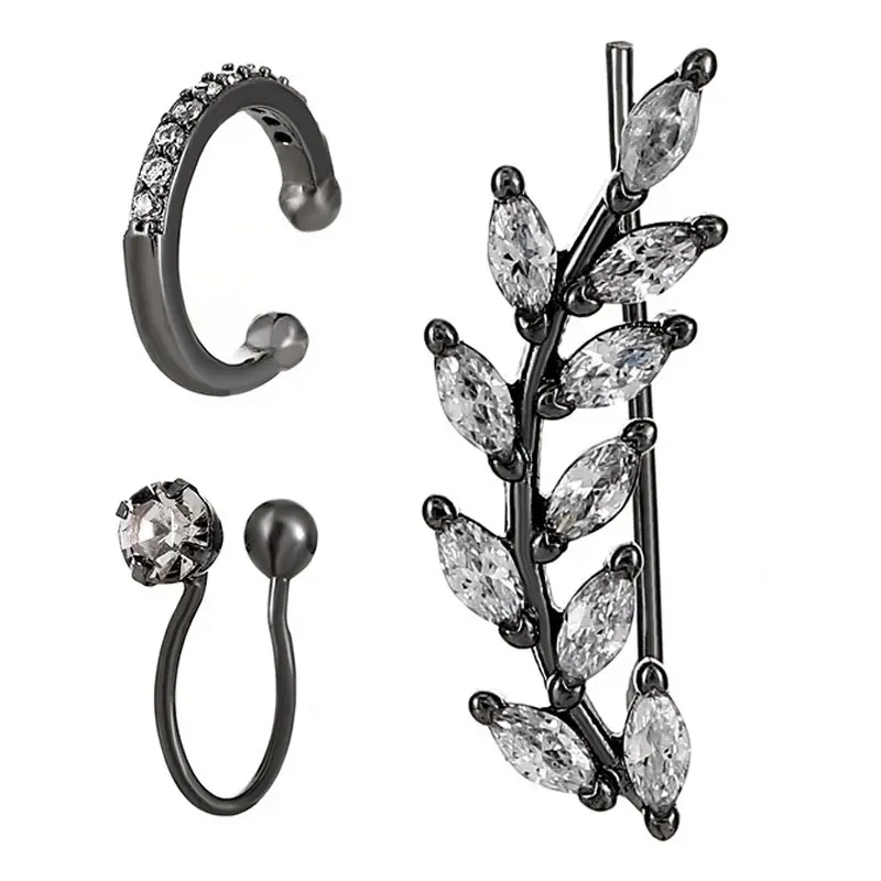 Zircon Leaf Ear Clip for Women Elegant Distinctive Earrings - Image 20