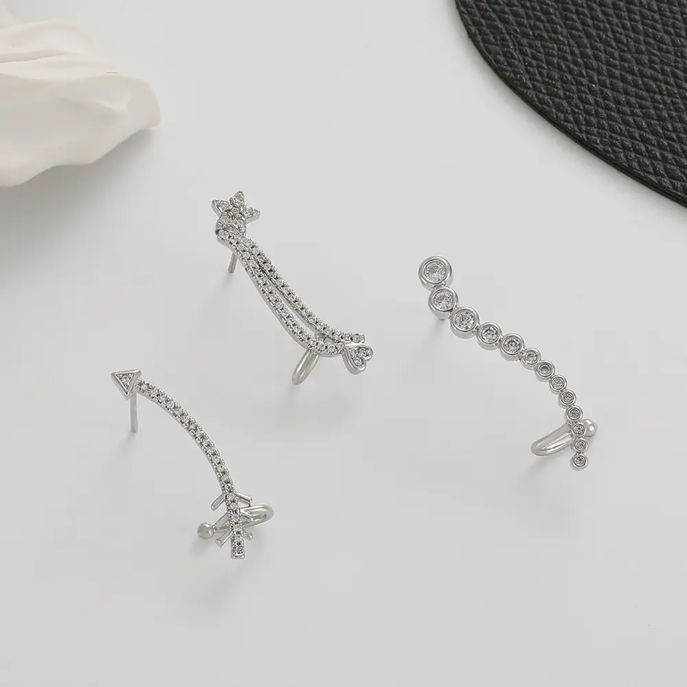 Zircon Leaf Ear Clip for Women Elegant Distinctive Earrings — feature 15