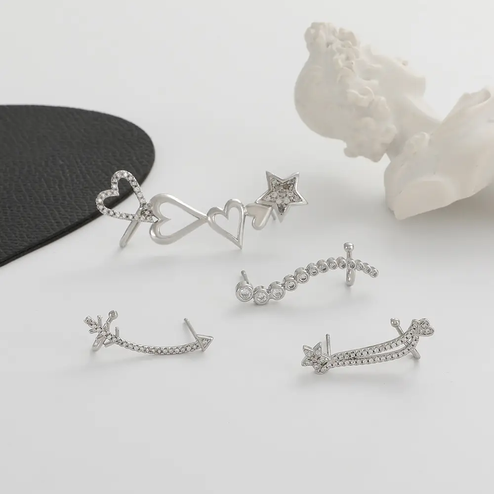 Zircon Leaf Ear Clip for Women Elegant Distinctive Earrings — feature 16