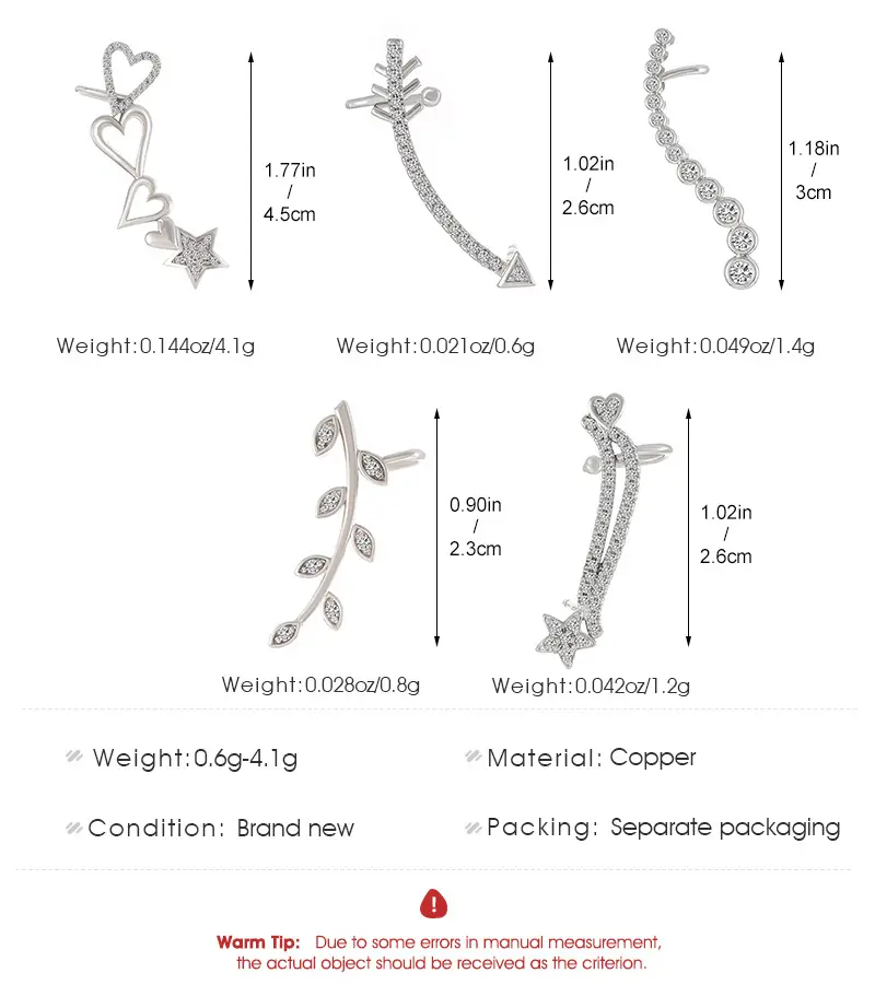 Zircon Leaf Ear Clip for Women Elegant Distinctive Earrings — feature 3