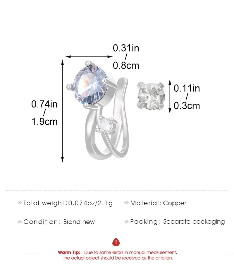 Zircon Leaf Ear Clip for Women Elegant Distinctive Earrings — feature 5