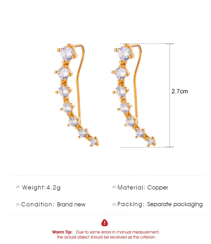 Zircon Leaf Ear Clip for Women Elegant Distinctive Earrings — feature 8