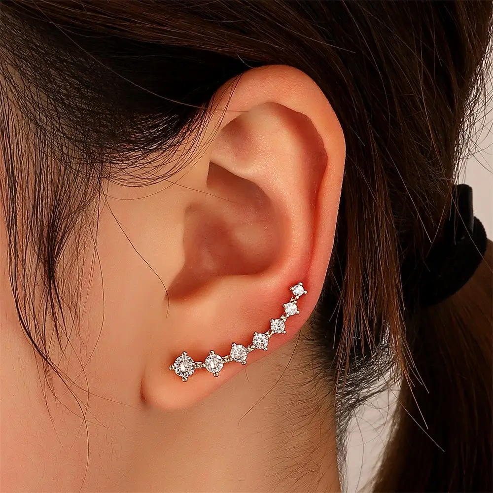 Zircon Leaf Ear Clip for Women Elegant Distinctive Earrings - Image 11