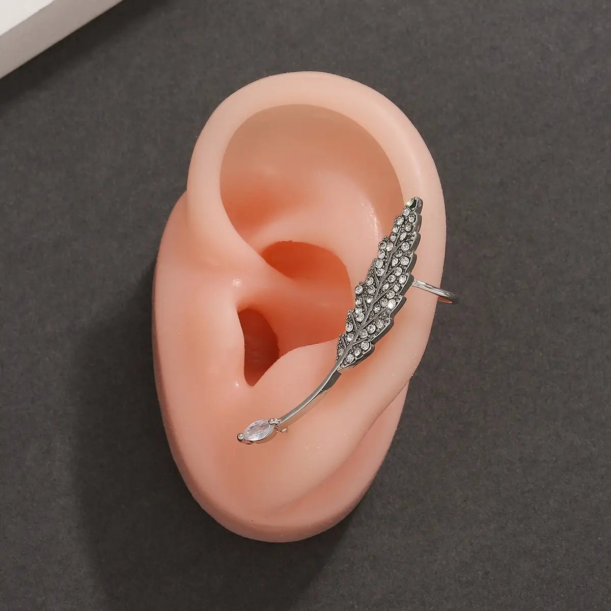 Zircon Leaf Ear Clip for Women Elegant Distinctive Earrings - Image 4