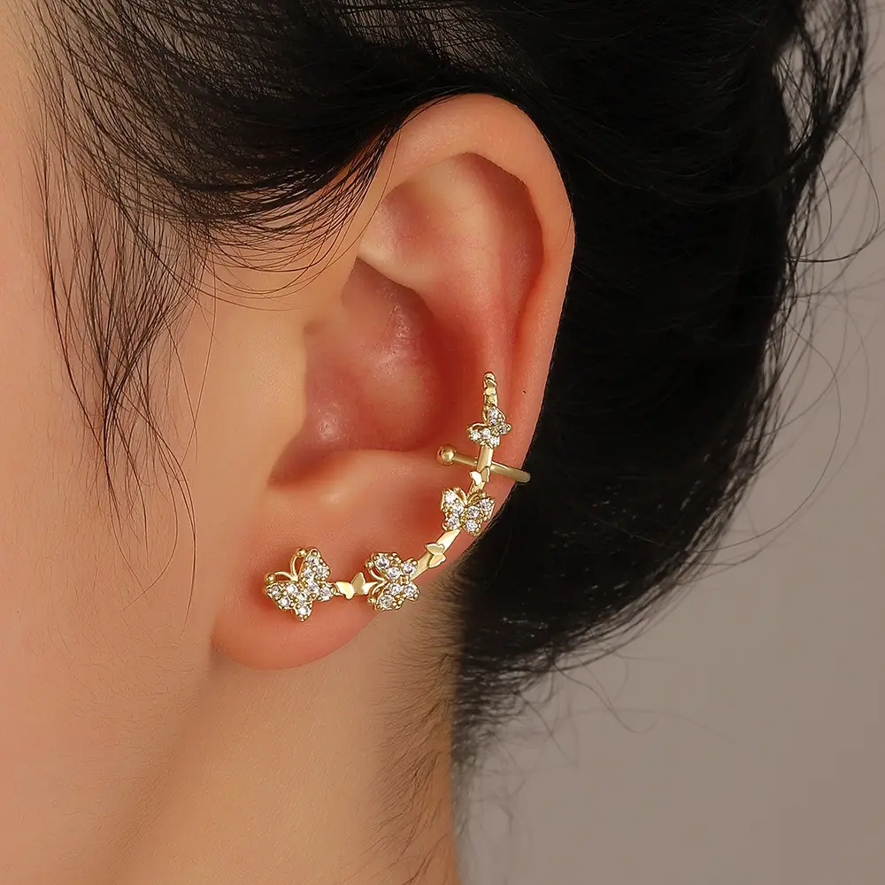 Zircon Leaf Ear Clip for Women Elegant Distinctive Earrings - Image 9