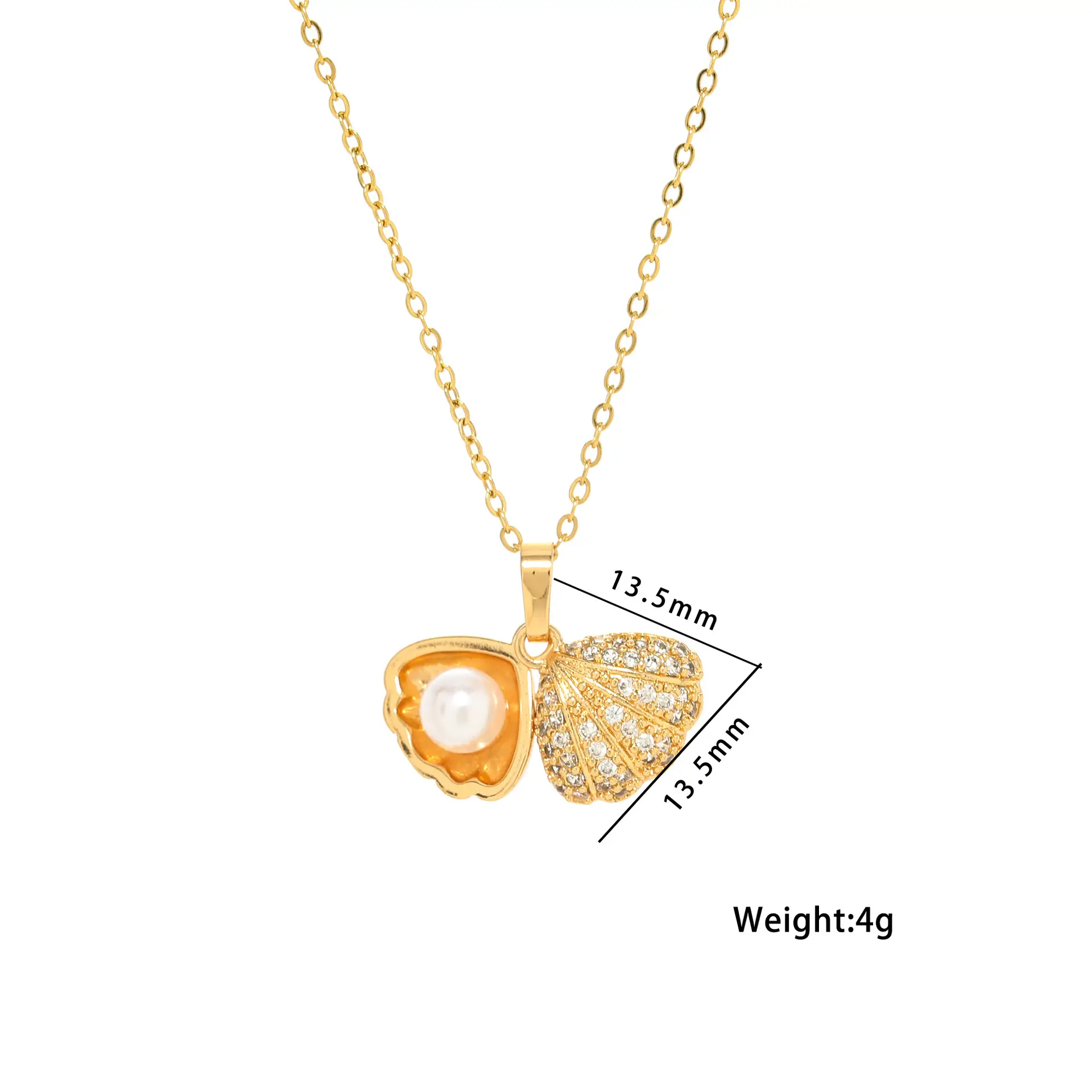 Feminine Diamond Encrusted Pearl Necklace Titanium Steel