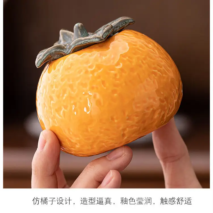 Orange Ceramic Tea Jar 340ml Wedding Gift