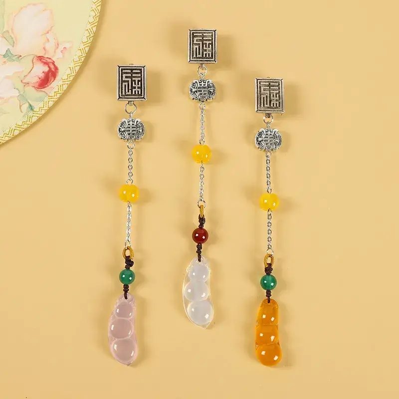 Natural Chalcedony Tassel Ping An Fu Dou Cheongsam Women - Image 7