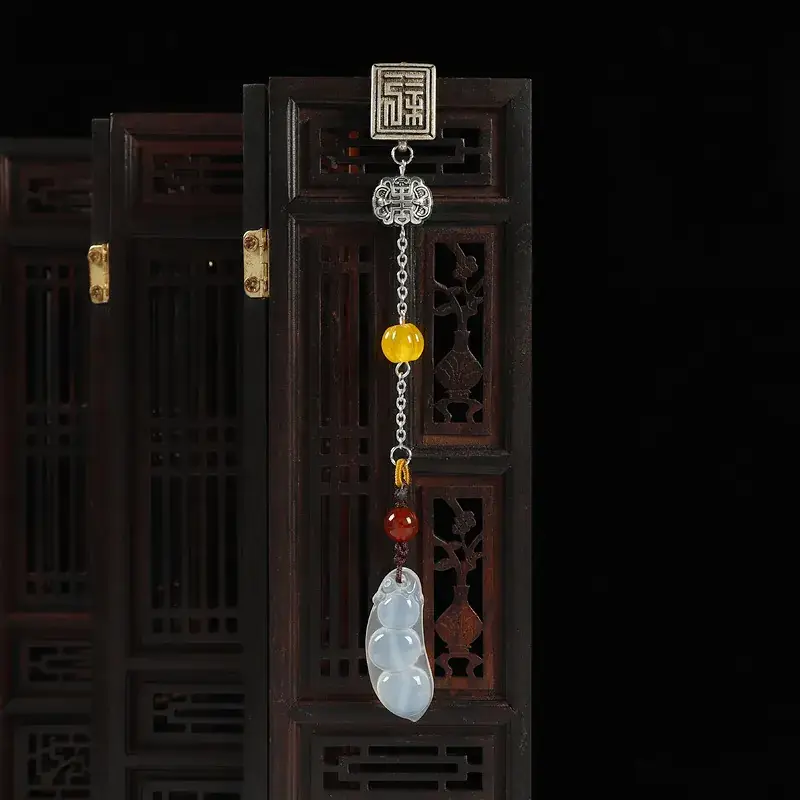 Natural Chalcedony Tassel Ping An Fu Dou Cheongsam Women - Image 8