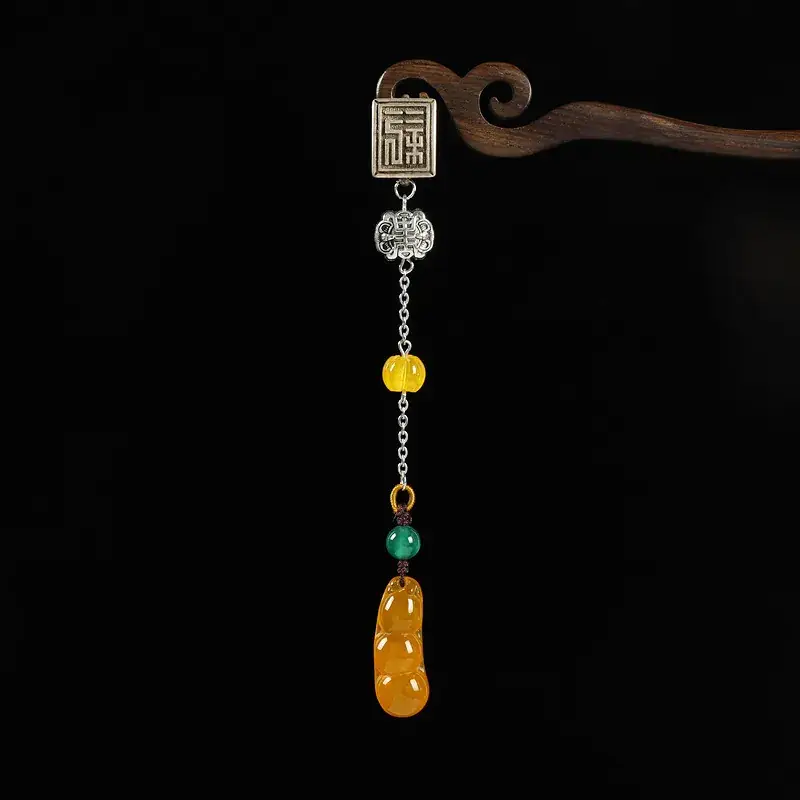 Natural Chalcedony Tassel Ping An Fu Dou Cheongsam Women - Image 3
