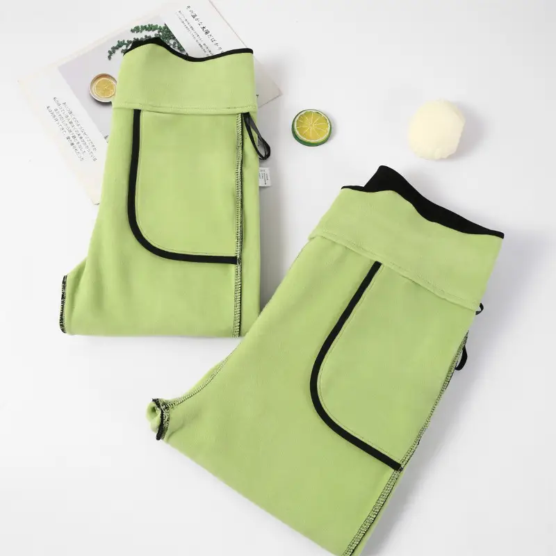 Women Green Pencil Pants Large with White Cap