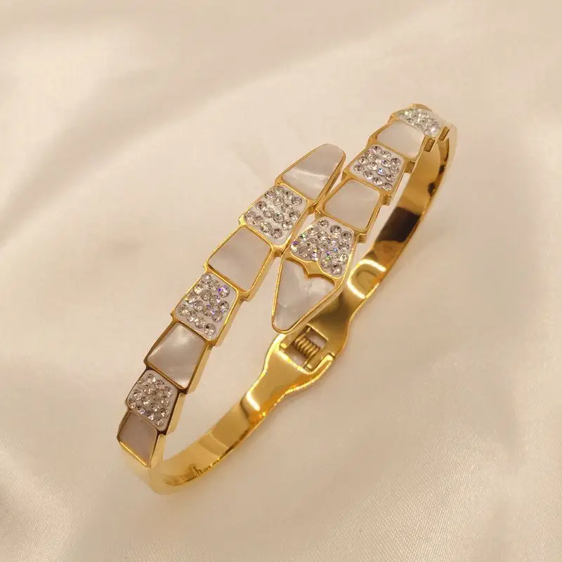 Titanium Fritillary Diamond Snake Bone Bracelet