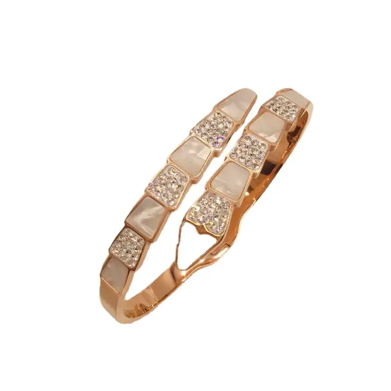Titanium Fritillary Diamond Snake Bone Bracelet