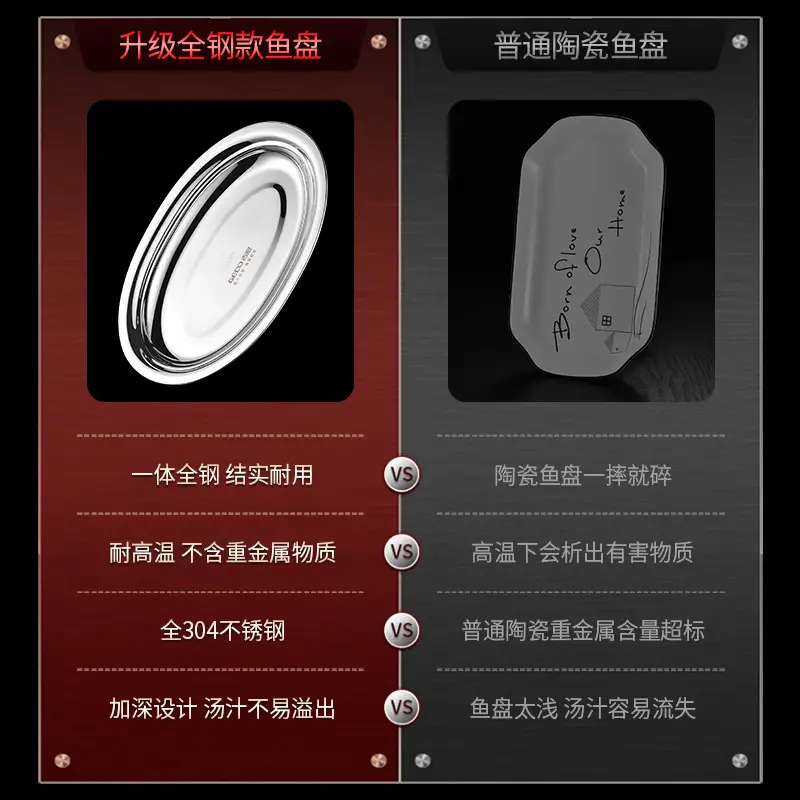 304 Stainless Steel Oval Fish Plate 28cm - Image 8