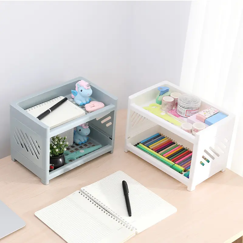 Double Layer Plastic Storage Rack for Bathroom & Desk - Image 8