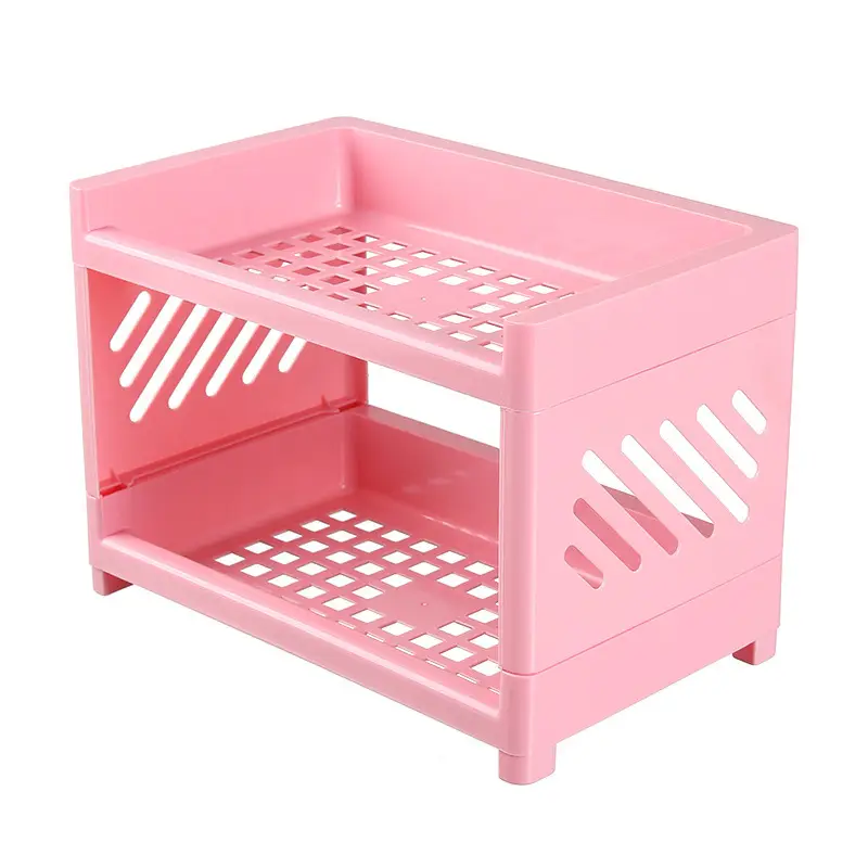 Double Layer Plastic Storage Rack for Bathroom & Desk - Image 11