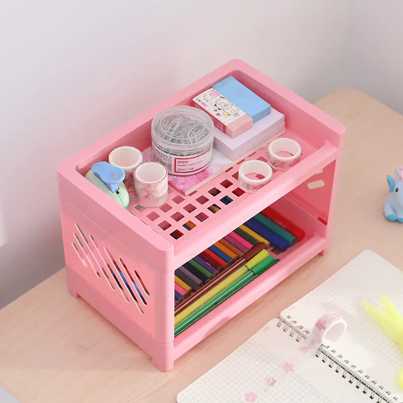 Double Layer Plastic Storage Rack for Bathroom & Desk - Image 3