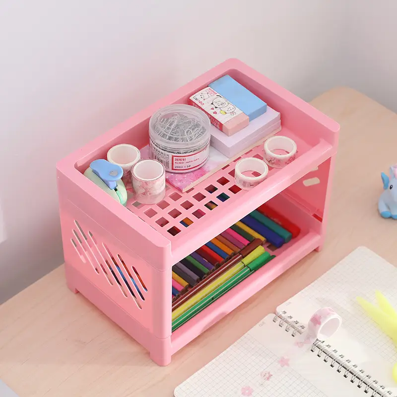 Double Layer Plastic Storage Rack for Bathroom & Desk - Image 5