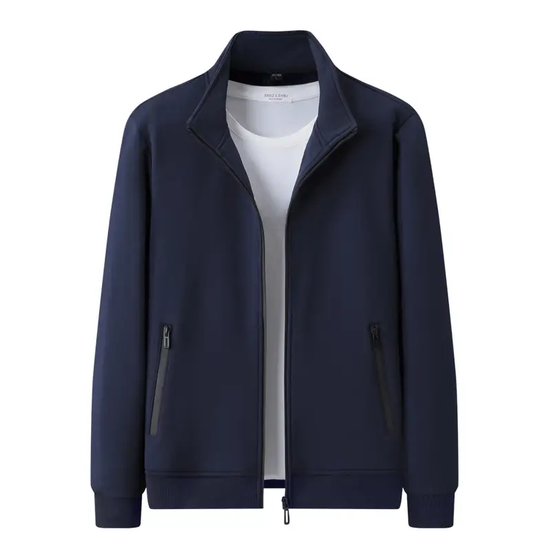 Men's Black Cotton Full Zip Jacket Sportswear
