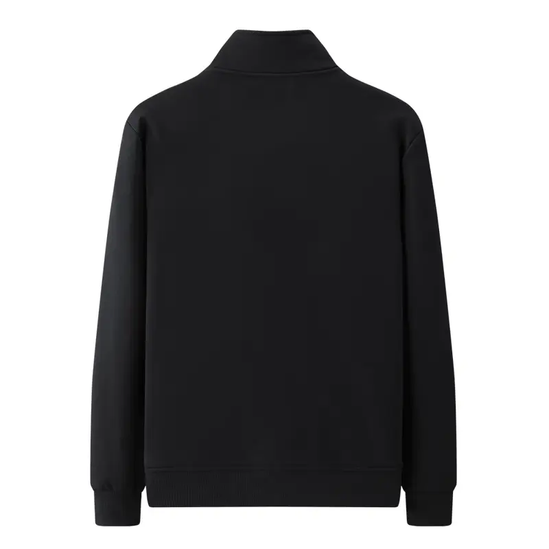 Men's Black Cotton Full Zip Jacket Sportswear