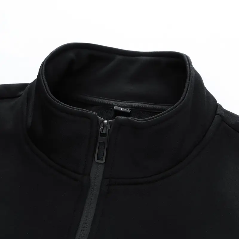 Men's Black Cotton Full Zip Jacket Sportswear