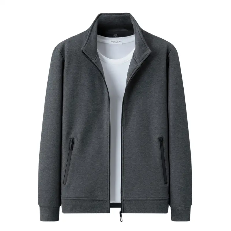 Men's Black Cotton Full Zip Jacket Sportswear