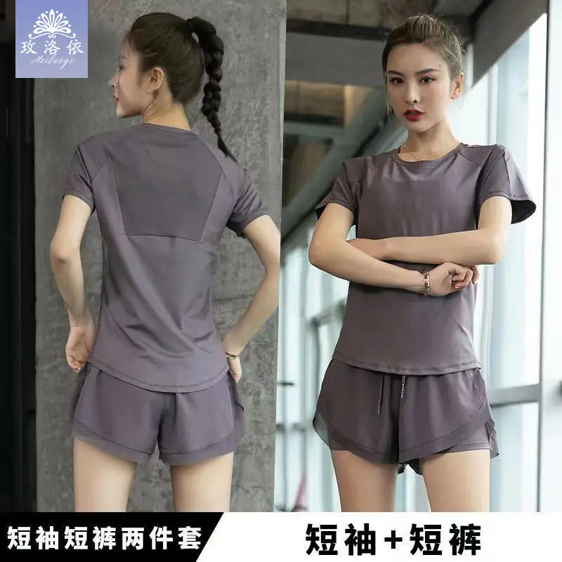 Sports suit Women's Two-piece Slimming Short-sleeved Summer Fitness Clothing Running suit Women's Quick-drying Clothing Yoga Clothing - Image 4