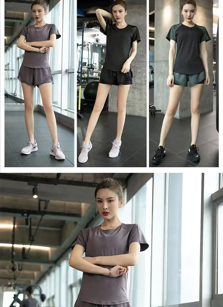 Sports suit Women's Two-piece Slimming Short-sleeved Summer Fitness Clothing Running suit Women's Quick-drying Clothing Yoga Clothing — feature 10