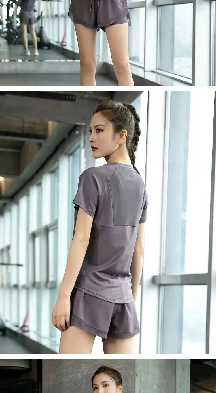 Sports suit Women's Two-piece Slimming Short-sleeved Summer Fitness Clothing Running suit Women's Quick-drying Clothing Yoga Clothing — feature 11