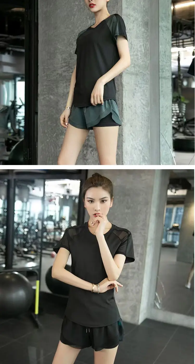 Sports suit Women's Two-piece Slimming Short-sleeved Summer Fitness Clothing Running suit Women's Quick-drying Clothing Yoga Clothing — feature 12