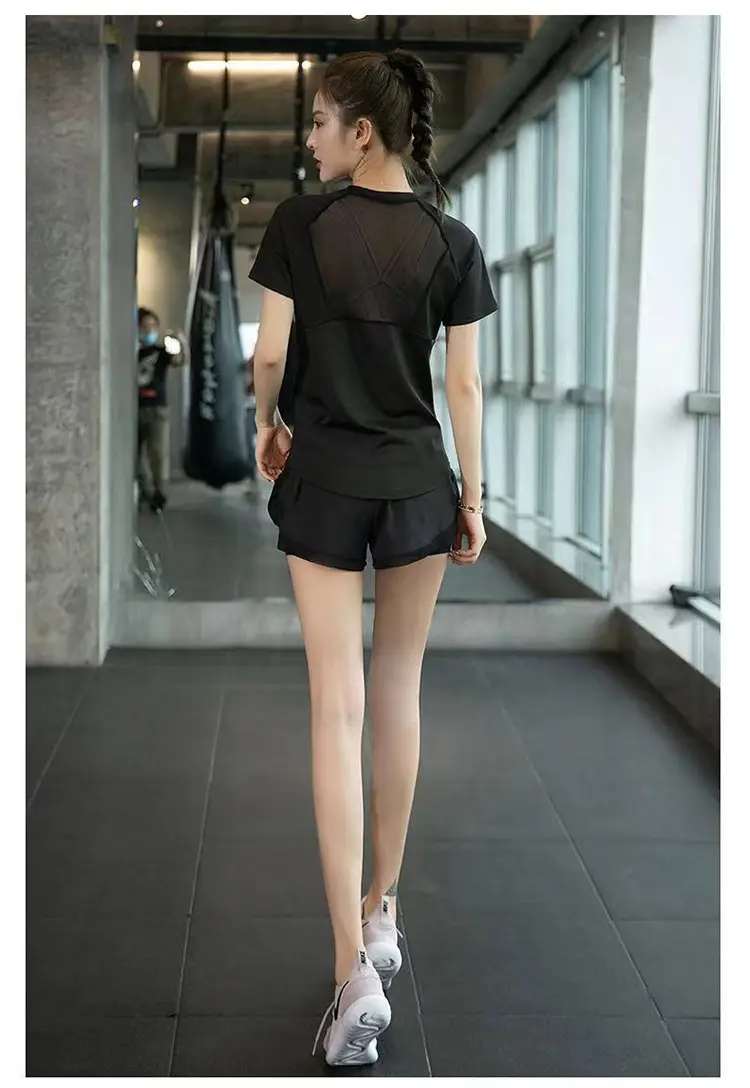 Sports suit Women's Two-piece Slimming Short-sleeved Summer Fitness Clothing Running suit Women's Quick-drying Clothing Yoga Clothing — feature 13