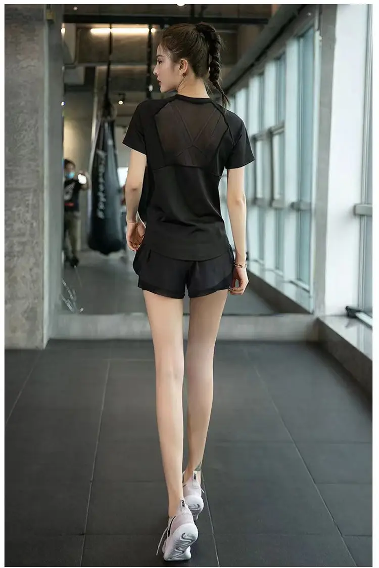Sports suit Women's Two-piece Slimming Short-sleeved Summer Fitness Clothing Running suit Women's Quick-drying Clothing Yoga Clothing — feature 5